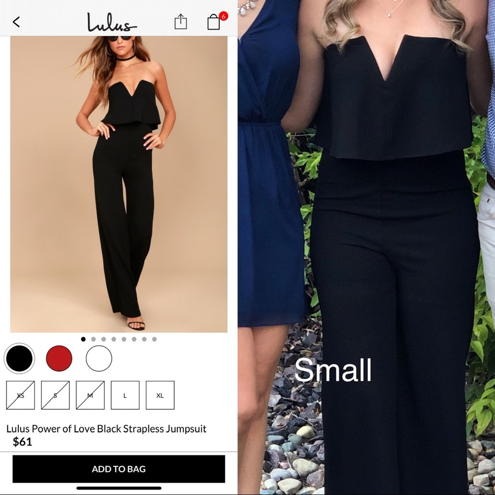 Lulus power of love black strapless jumpsuit